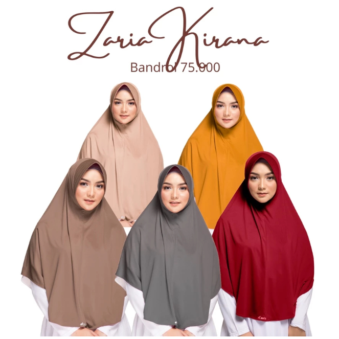 ELZATTA Jilbab Instant Zaria Kirana - Jilbab Panjang Syar'i - Hijab Polos Instant Bergo - Jilbab Jum