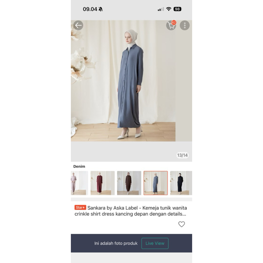 Preloved gamis askalabel denim size L like new