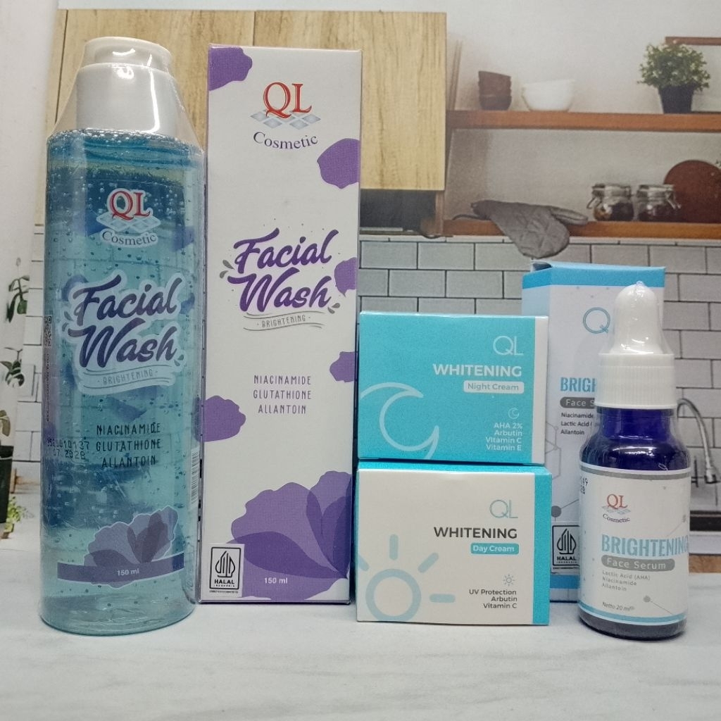 Paket Cream QL 4in1 Facial Wash, Serum, Crem Siang, Cream Malam
