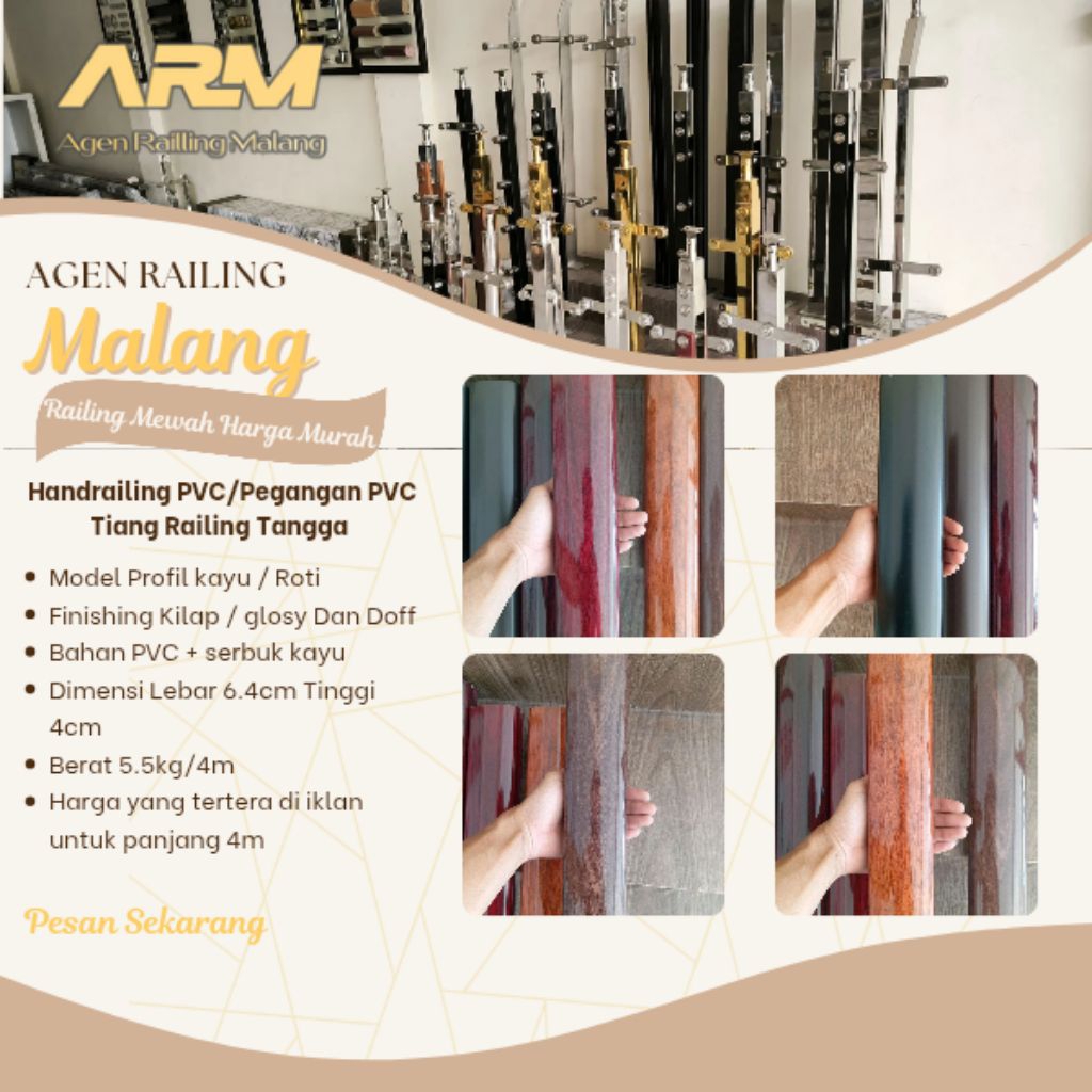 Handrailing PVC/Pegangan PVC Tiang Railing Tangga/pvc murah/pegang railing tangga murah