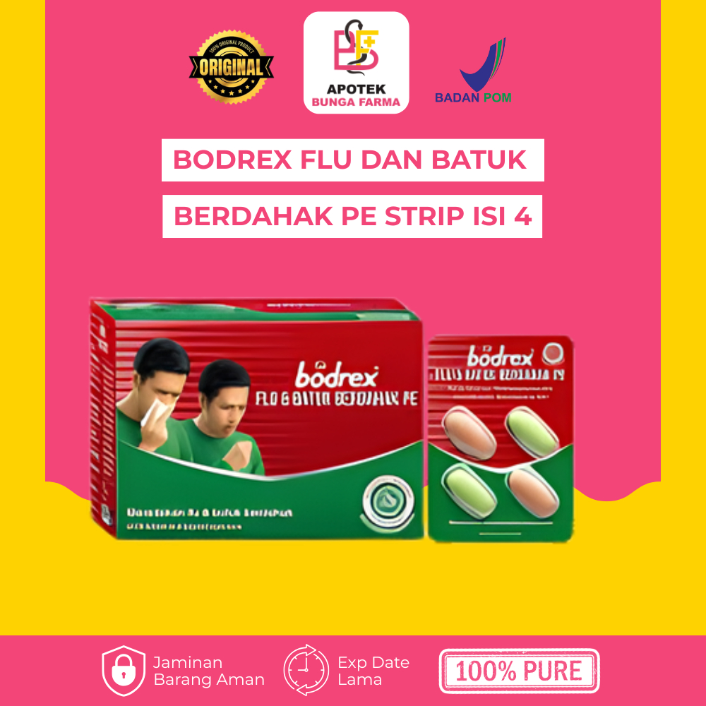 BODREX FLU DAN BATUK BERDAHAK PE STRIP ISI 4 - Obat Flu dan Batuk Berdahak - Obat Flu Dewasa - Obat 