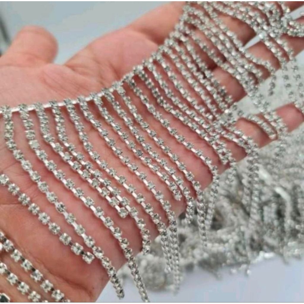 [10CM] Rumbai SS String Rantai Paling Panjang / Juntai Rhinestone