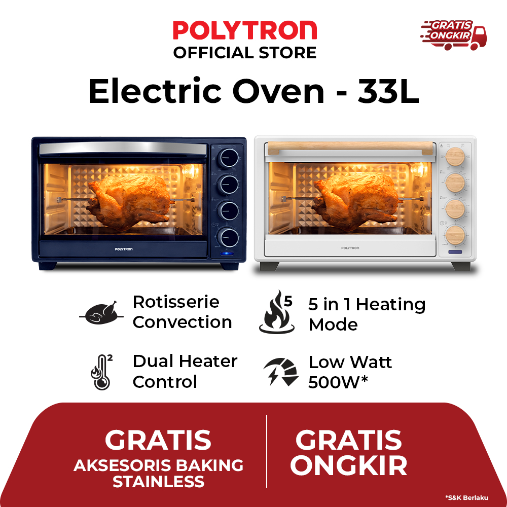 Polytron PEO22B2B Oven Listrik 22 Liter Hitam - Low Watt
