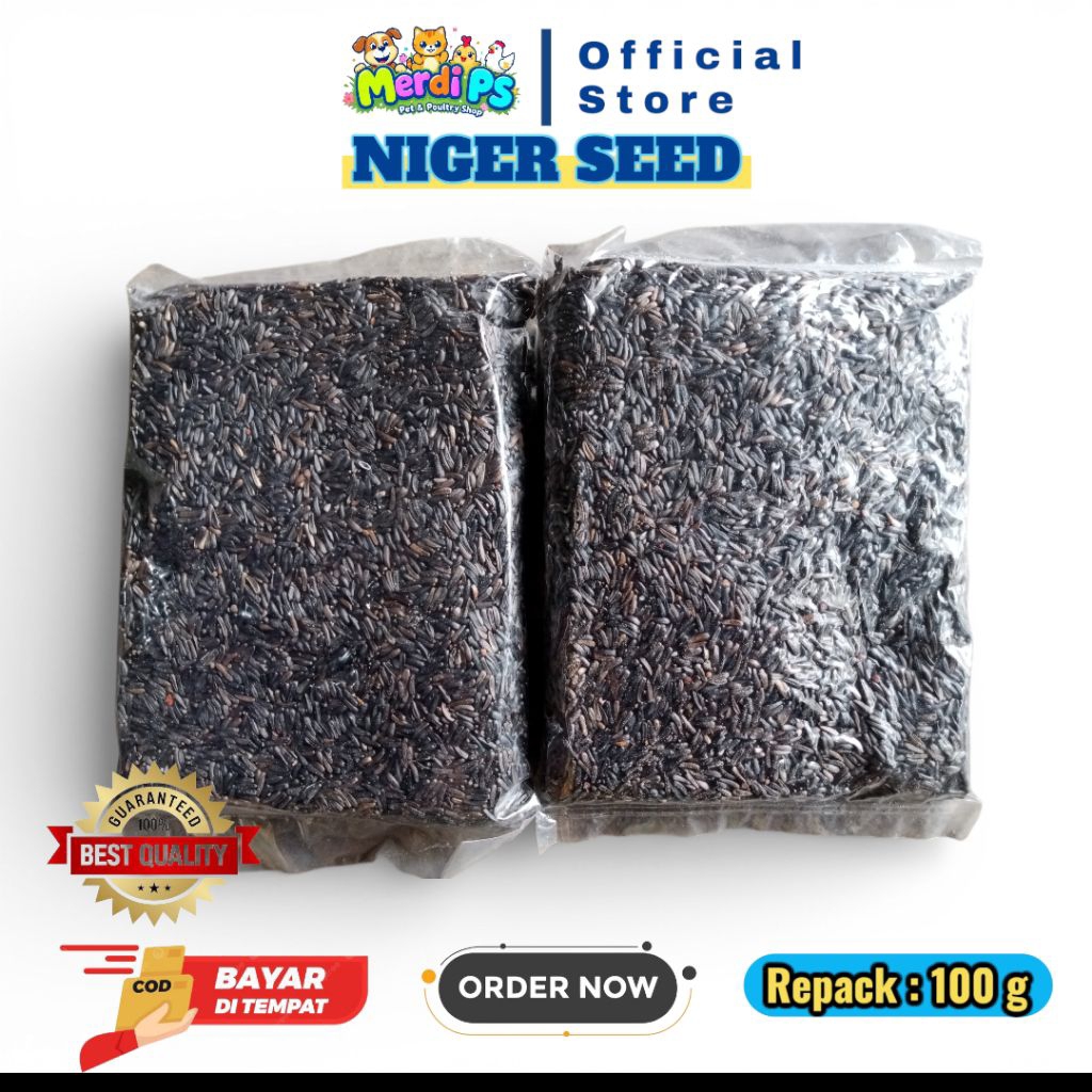 Niger Seed 100gr Asli Import – Biji Niger Pakan Burung Kenari Lovebird Finch Repack