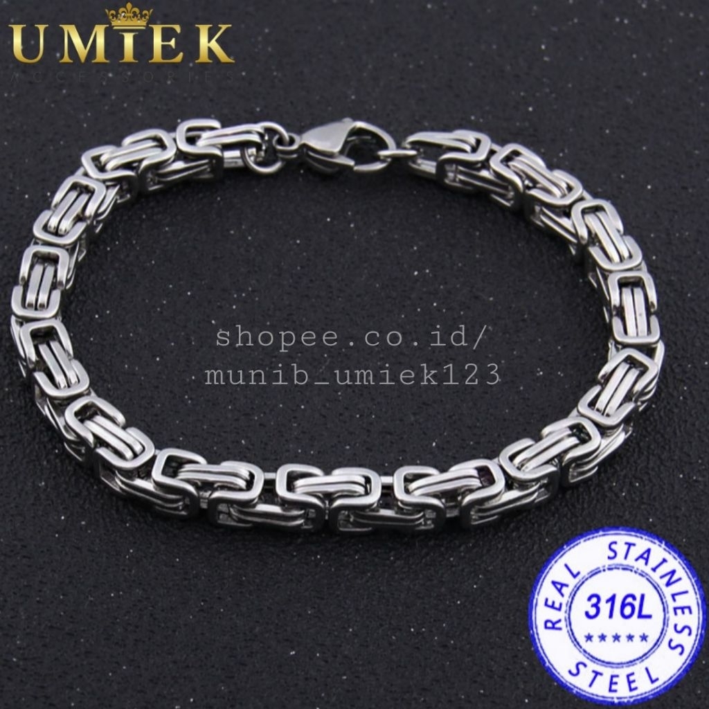 Gelang Pria Wanita Titanium Rantai Doubel anyaman Silver putih perak asli Rante cowok cewek keren an