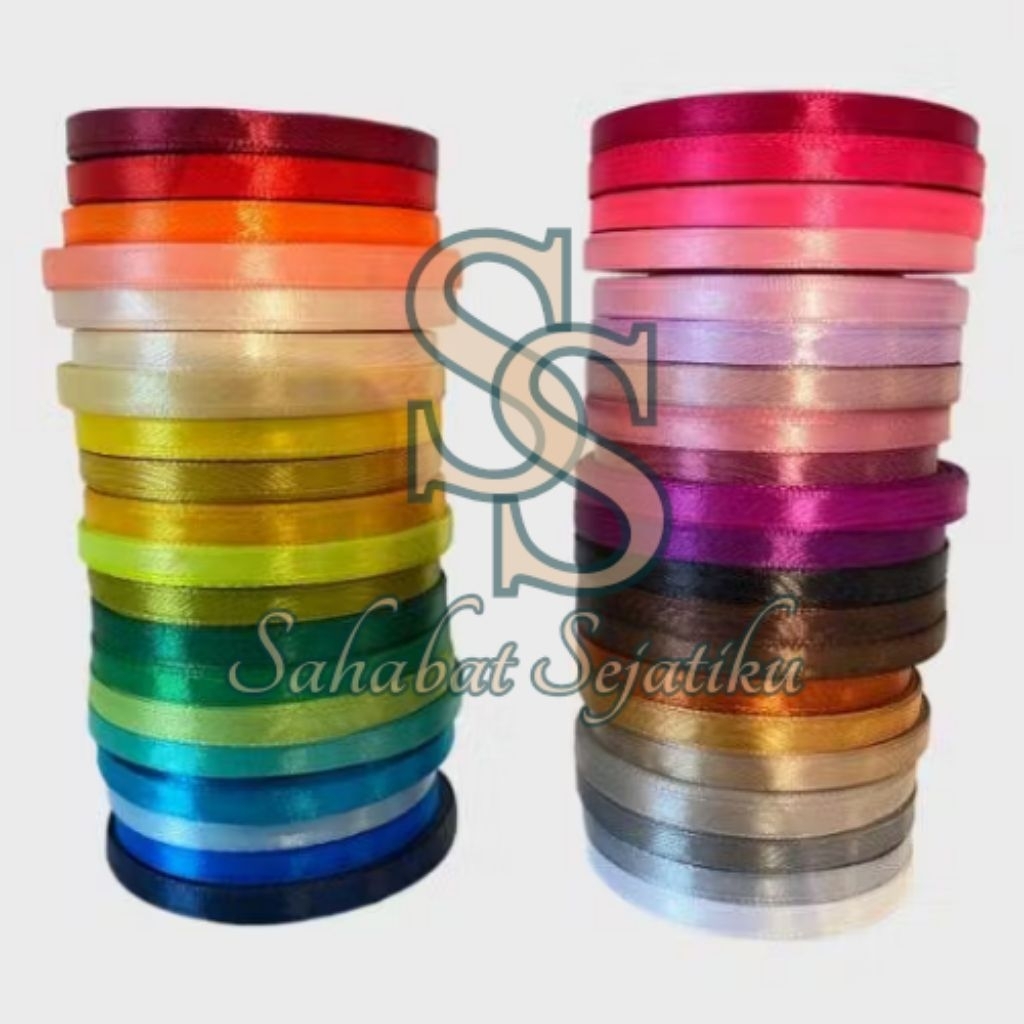 PITA SATIN 1/4" / LEBAR 0,6 CM - 1 ROLL (20 YARD / 18 METER) - PITA KAIN / PITA BUKET / SILK RIBBON