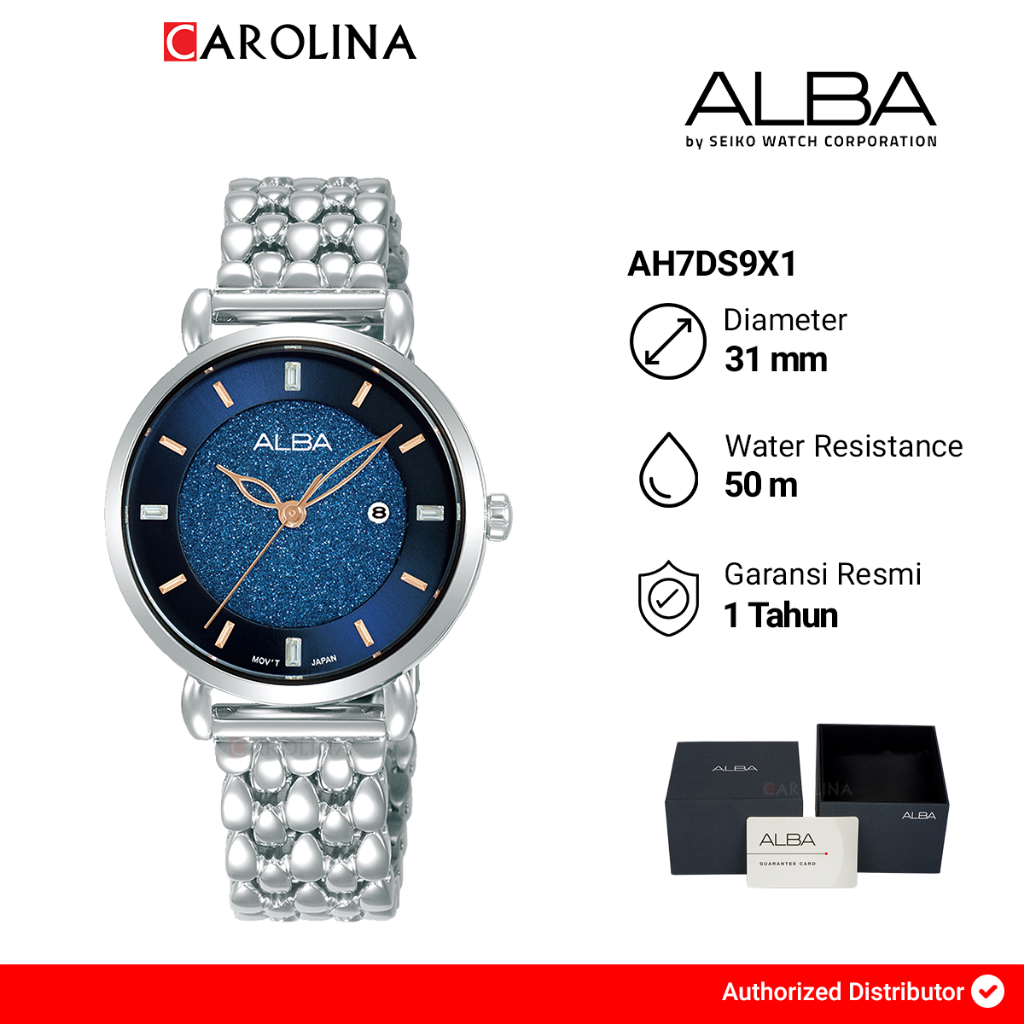 Jam Tangan Wanita Alba AH7DS9X1 Blue Dial Stainless Steel Strap