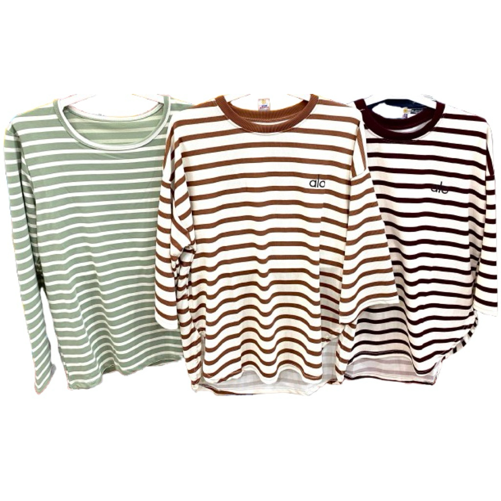 Atasan Kaos Stripes Wanita Alo Theresia Warna beragam