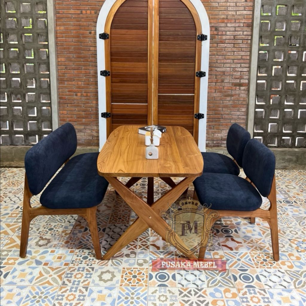 dining set meja makan minimalis kayu jati model terbaru, meja kerja meja kayu jati model aesthetic, 