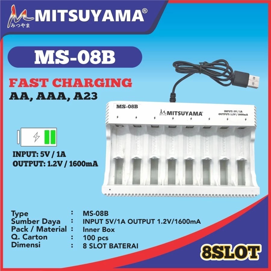 Mitsuyama Charger Baterai 8 Slot MS-08B USB