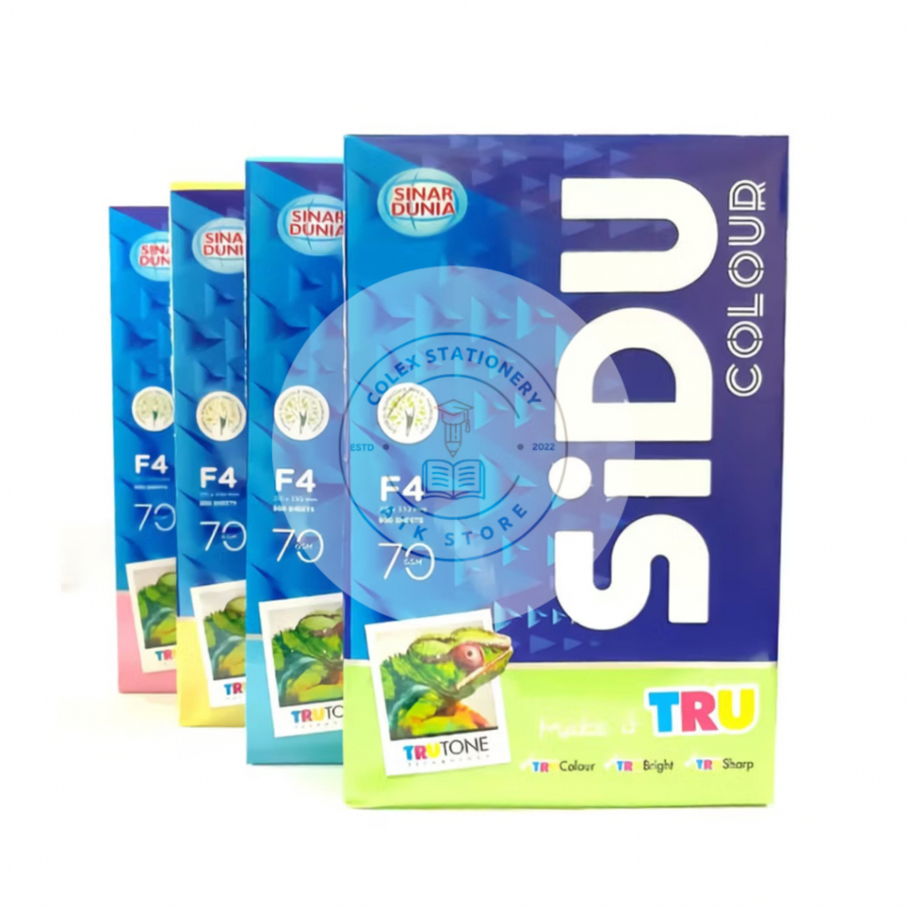[1 RIM]  Kertas Hvs Warna Lengkap Ukuran F4 Tebal 70 Gram Isi 500 Lembar Sidu