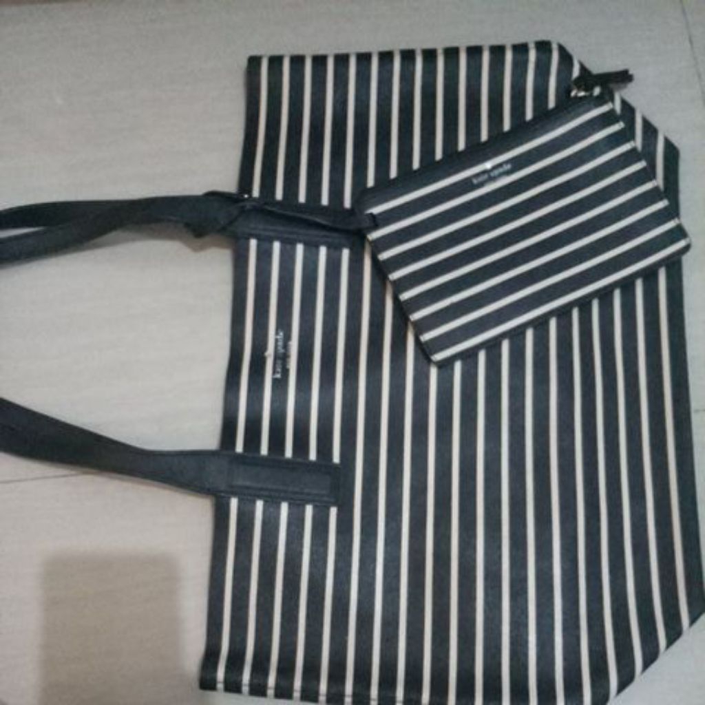 PL tote bag kate spade hitam full leather