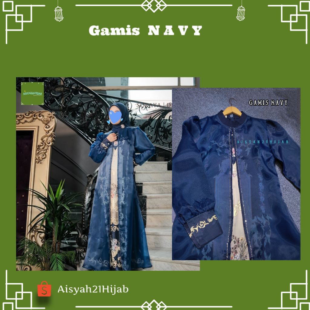 Aisyah21hijab | Gamis N A V Y | Free Hijab ( Promo Terbatas )
