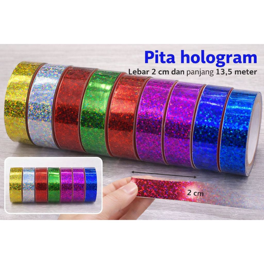 Pita Kado Metalik Hologram ¾" Pita Jepang Metalik Hologram ¾" PT 218