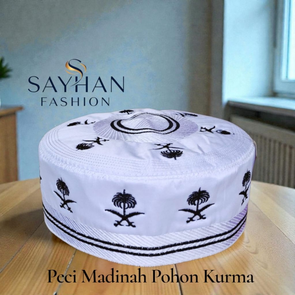 Peci madinah Bugis Motif Pedang Pohon kurma Peci haji Dan umroh Kopiah dewasa Motif bordir
