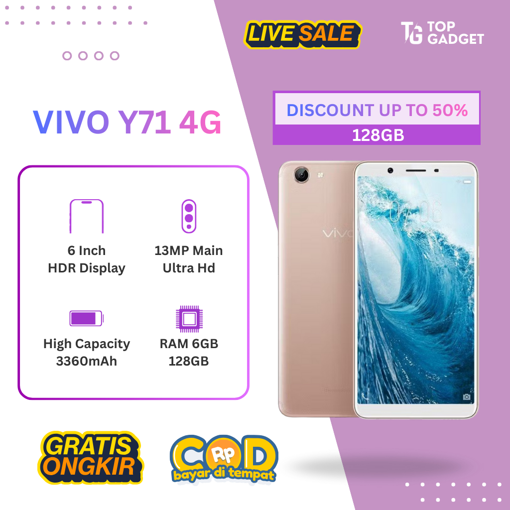 SMARTPHONE VIVO Y71 6/128GB FULLSER BERGARANSI 12 BULAN