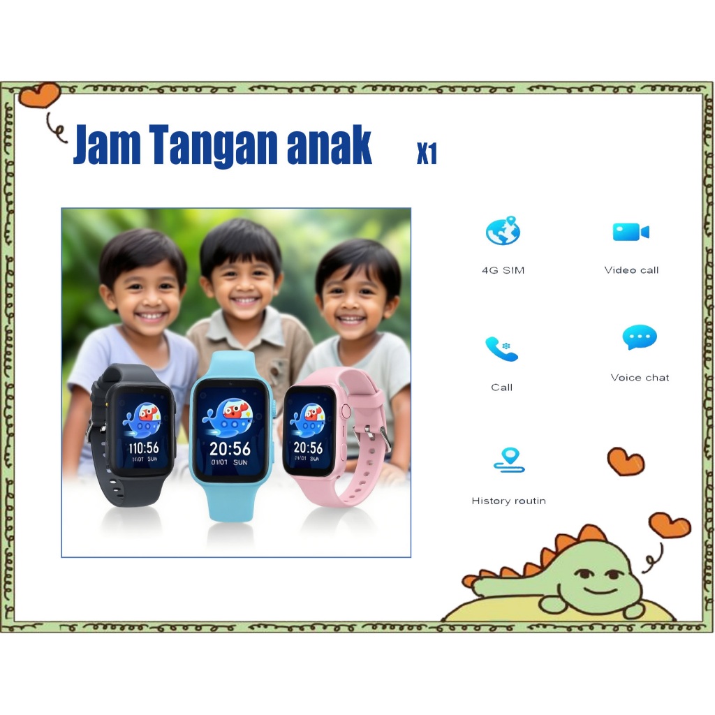 Anti Air Jam tangan anak X1- 4G Video call telepon - anak Gps Digital Smartwatch anak Waterproof Kid