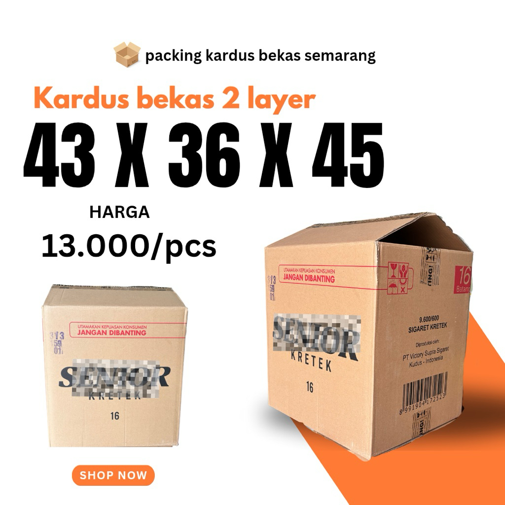 kardus bekas tebal 2 layer ukuran tertera difoto