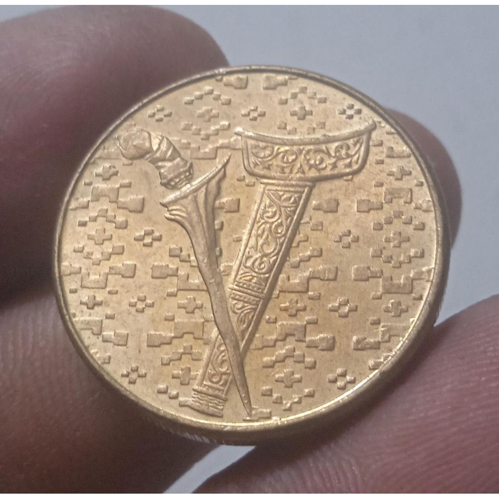 Koin 1 Ringgit Malaysia keris uang kertas Ringgit Malaysia Polimer Koleksi Souveni Coin Logam Lama U