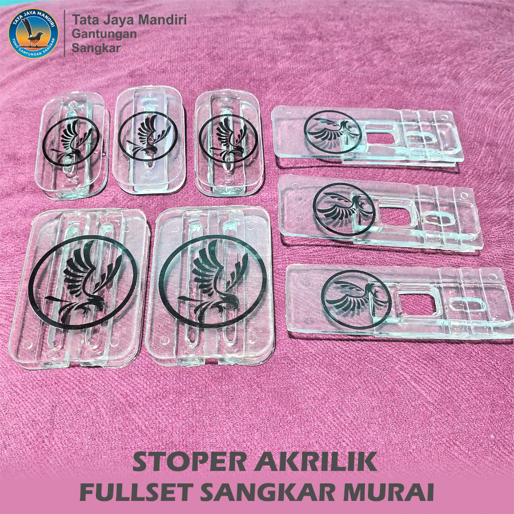 STOPER AKRILIK SANGKAR MURAI TRANSPARAN FULLSET AKSESORIS SANGKAR BURUNG MURAI