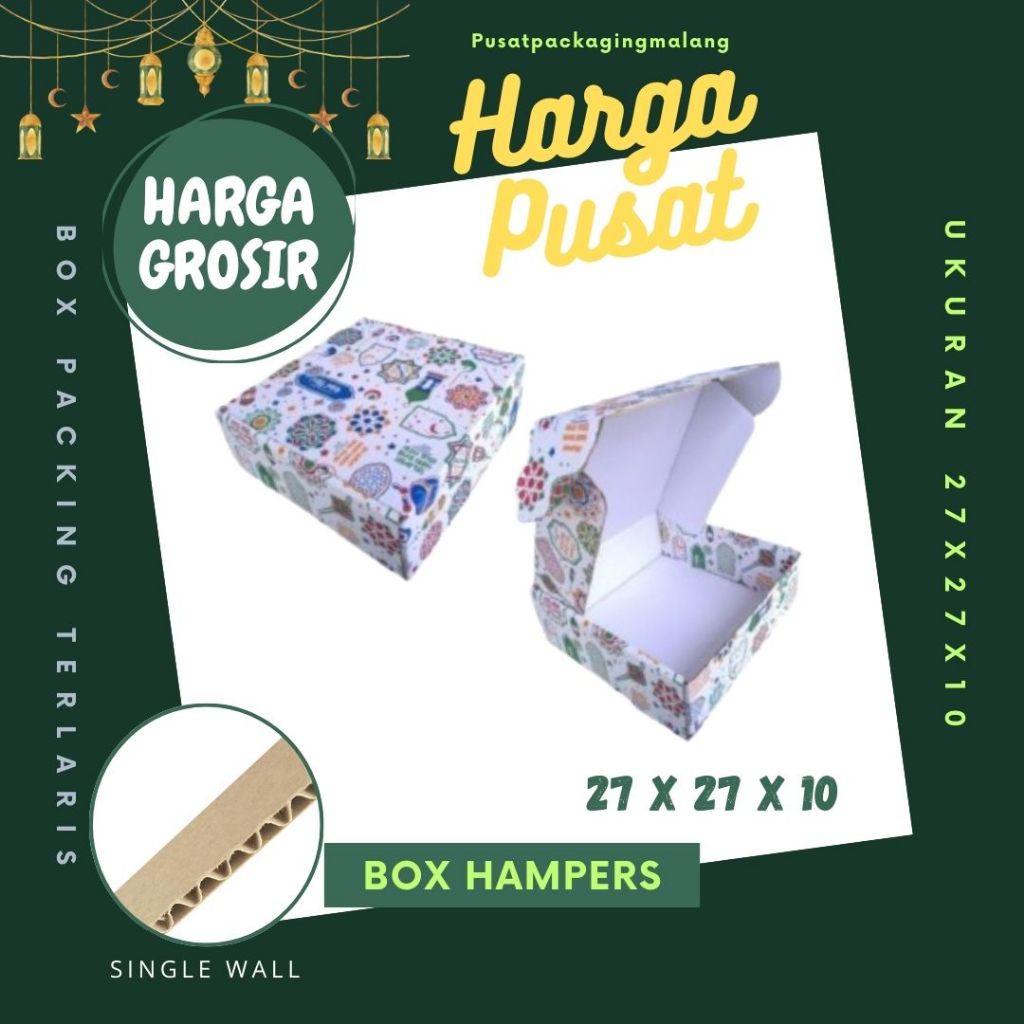 Box Lebaran 27x27x10 LS Kardus Hampers / Dus idul Fitri Packing/Karton/Polos/Hampers/Baju Kue Kering