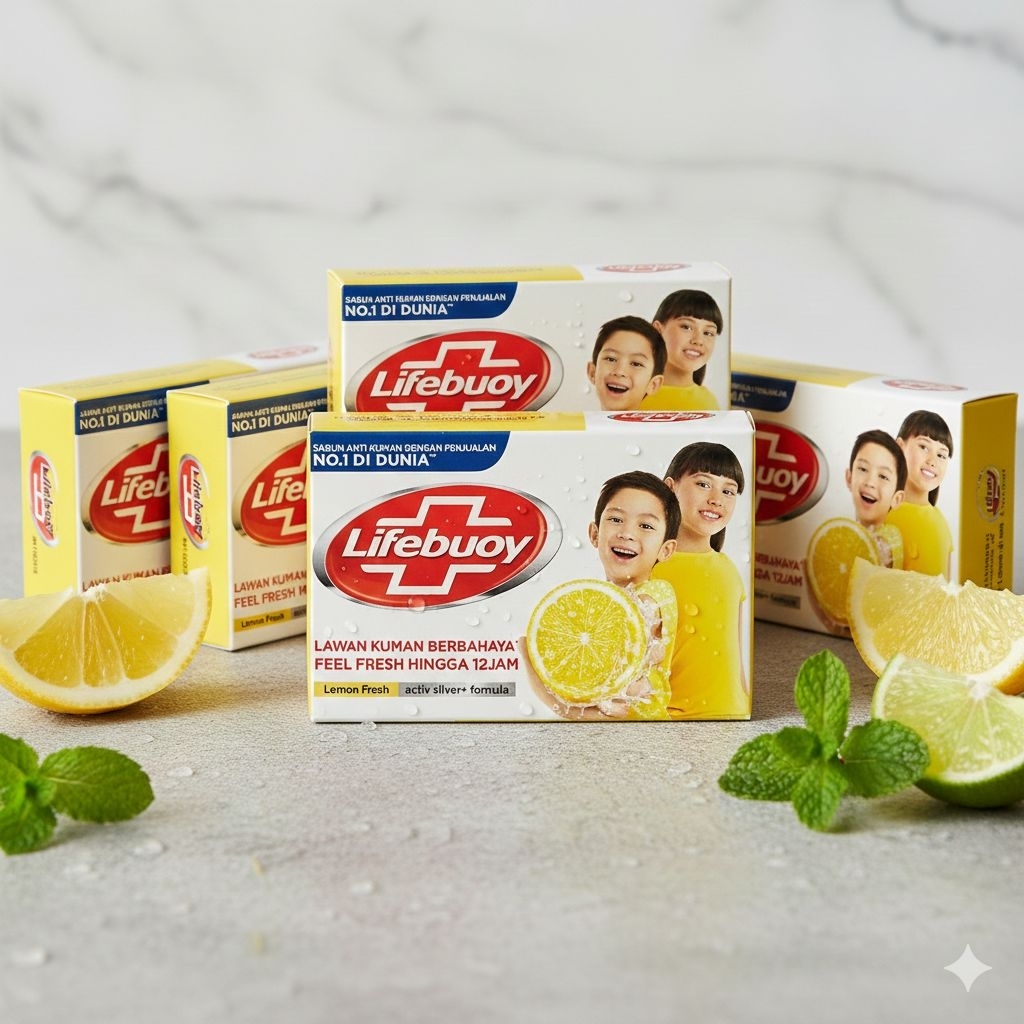 Sabun Mandi Batang Lifebuoy 75g - Perlindungan Antibakteri, Sensasi Menyejukkan, Bebas Kuman