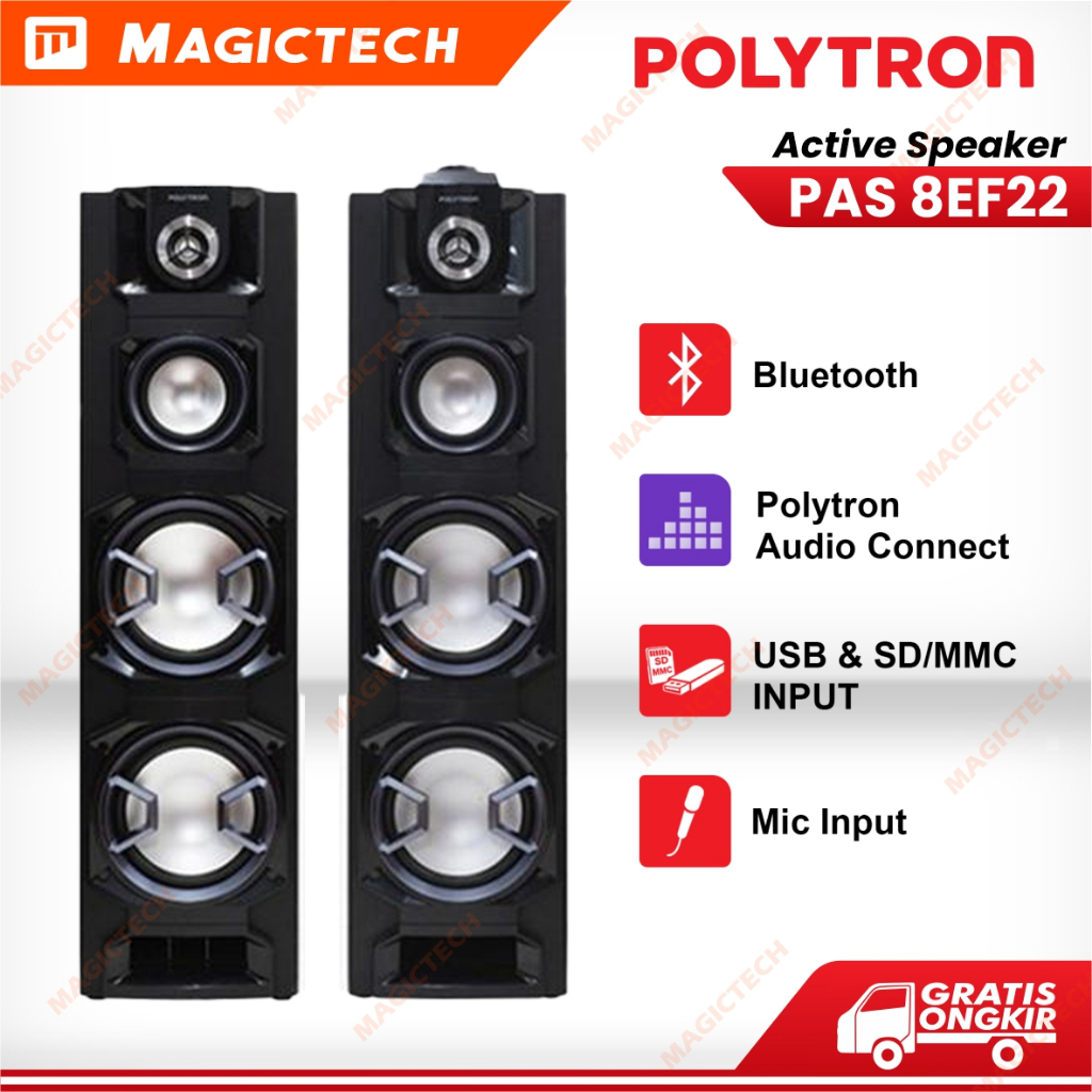 POLYTRON SPEAKER AKTIF 8" PAS 8EF22 BLUETOOTH USB KARAOKE - PAS8EF22