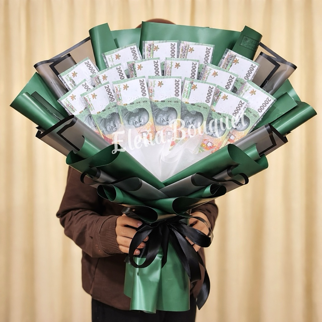 Buket UANG BESAR POLOS Uang Mainan Palsu / Buket Bunga / Money Bouquet Custom Birthday Wisuda Annive