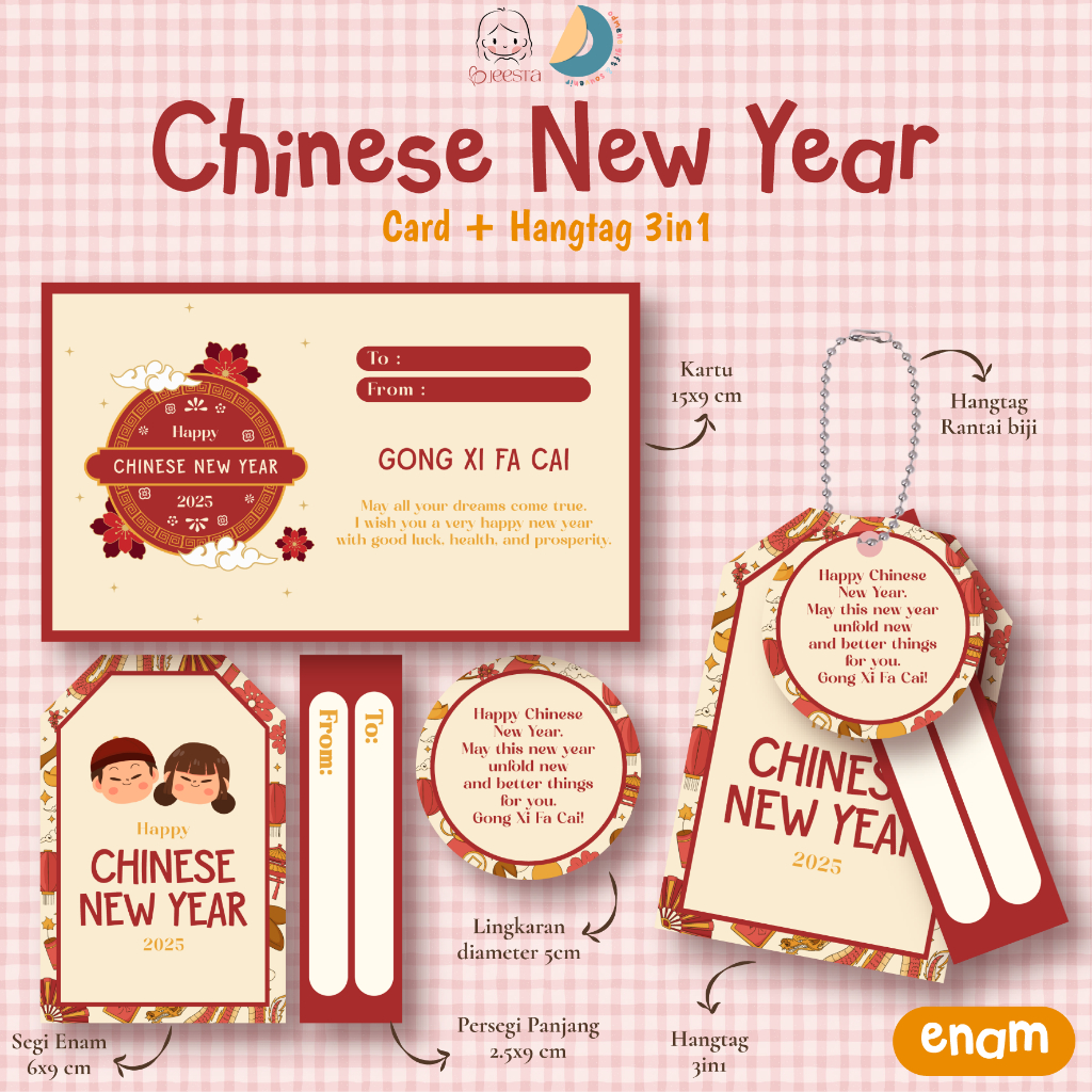JEESTA - Custom Hang Tag Premium Souvenir Chinese New Year / Hang Tag Kue Imlek / Kartu Ucapan CNY
