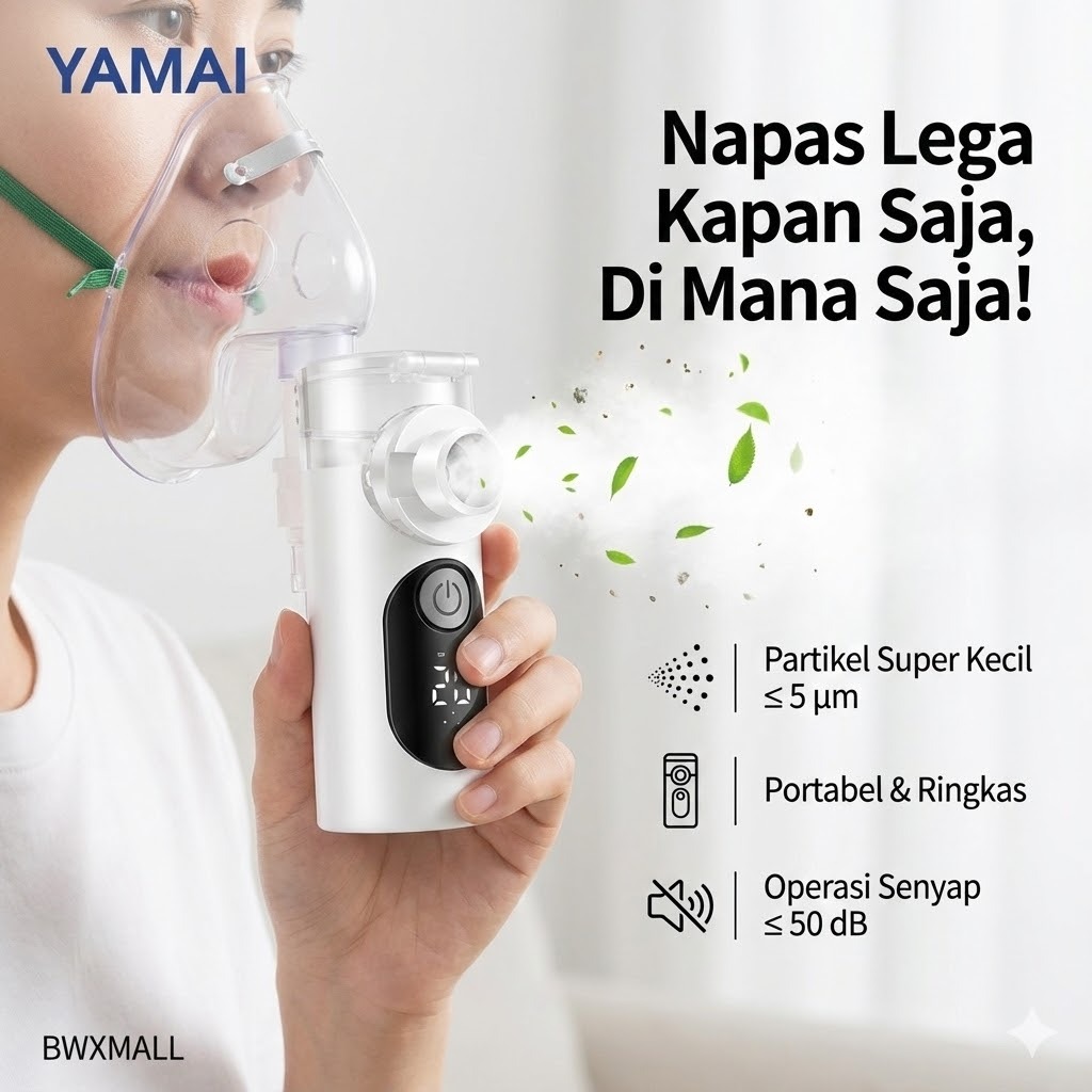 Alat Terapi Pernapasan YAMAI Mesh Nebulizer Portable Inhaler Uap Obat Asma Sesak Nafas Teknologi Ult
