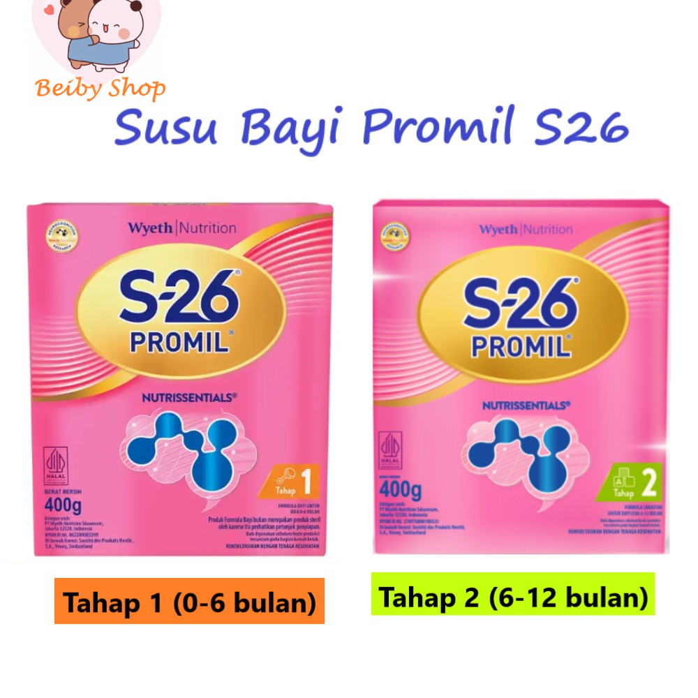 Susu Bayi WYETH S26 PROMIL Tahap 1 \ Tahap 2 Berat Isi 400Gram S-26