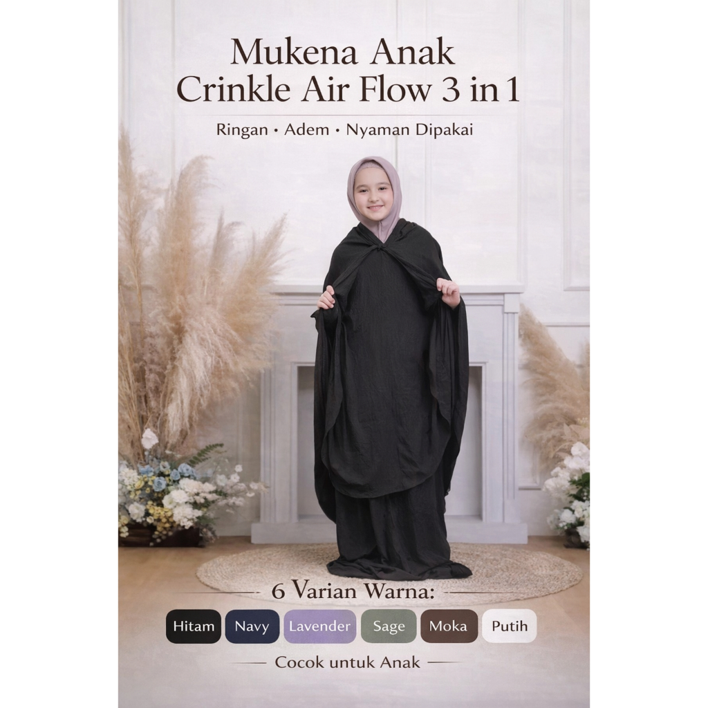 mukena anak  mukena anak premium  mukena anak 3in1  mukena anak crinkle airflow  mukena anak lesty  