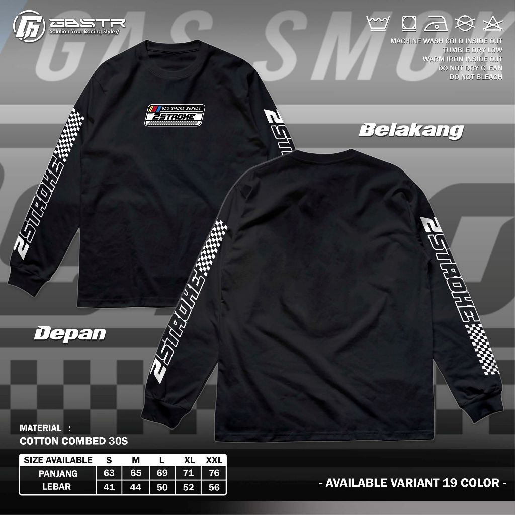 Kaos 2 Stroke Gas Smoke Repeat - Baju 2Stroke 2 Tak Two Stroke Engine - Kaos FizR Ninja Rx King Leng