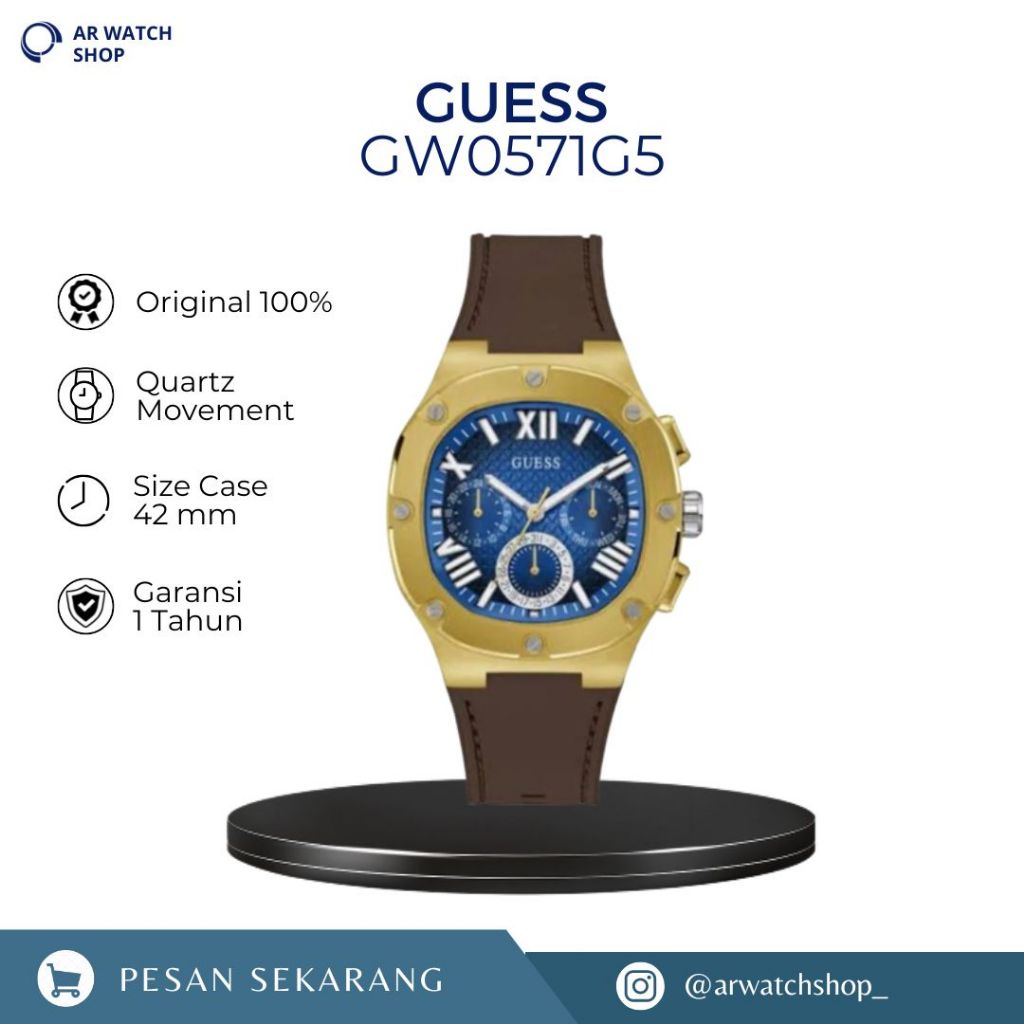 Jam Tangan Guess Pria Headline GW0571G5 Men Silicone Strap