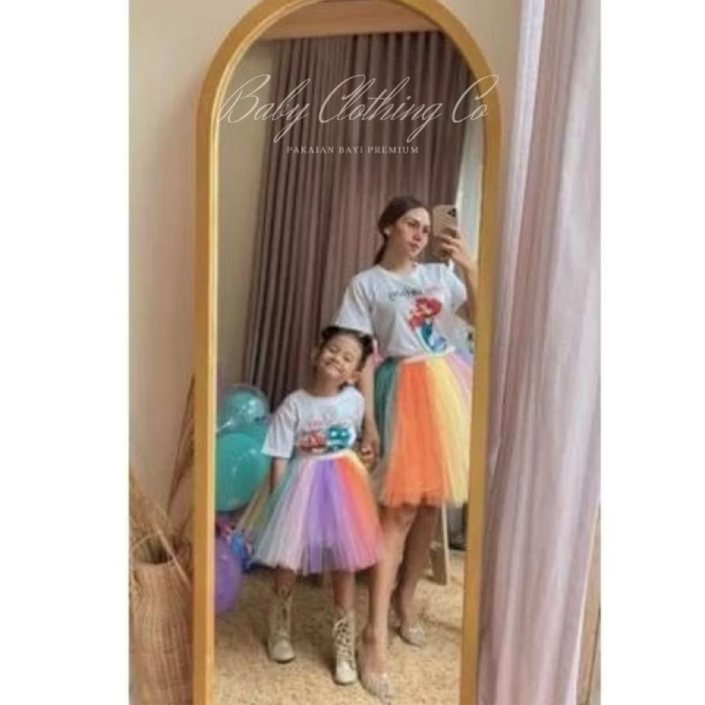 Rok Tutu Pelangi Family Look Anak Dewasa Mengembang Cantik