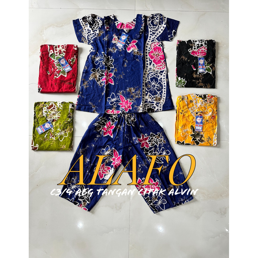 BAJU TIDUR NYAMAN C3/4 ABG TANGAN BATIK ALVIN CITAK