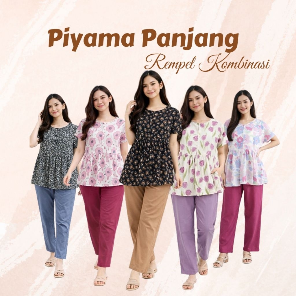 SETELAN REMPEL KOMBINASI - DASTER BUSUI PIYAMA ONE SET HOMEDRESS HOMEWEAR ATASAN BAWAHAN PAKAIAN WAN