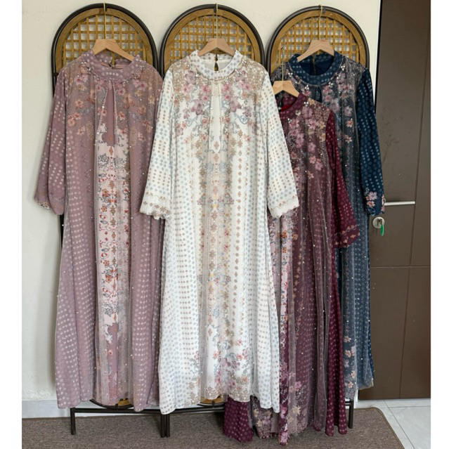 Fatunhijabs - Javina Maxi Dress Bahan Ceruty Gamis Muslim Wanita