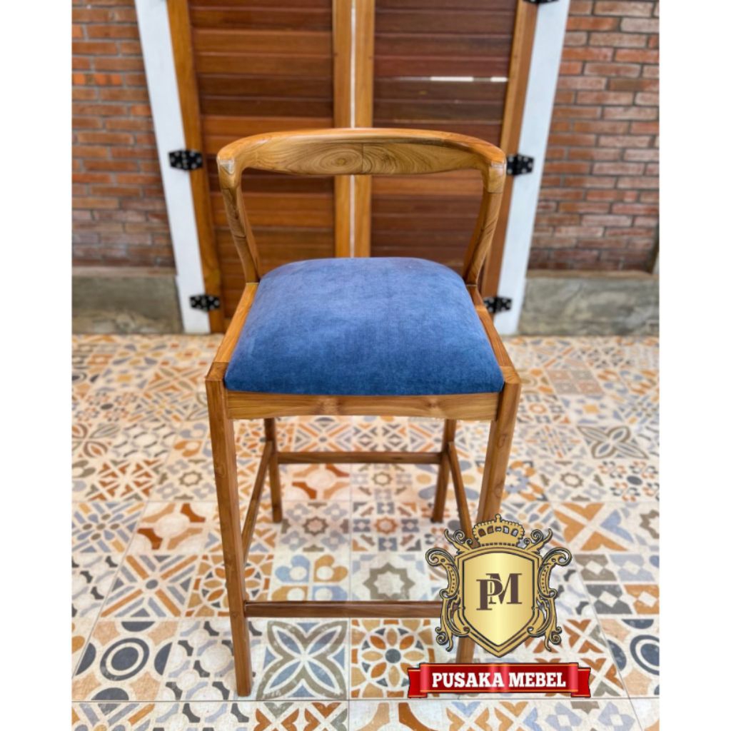 kursi minibar model angsa kayu jati model aesthetic modern, stool bar kayu jati minimalis