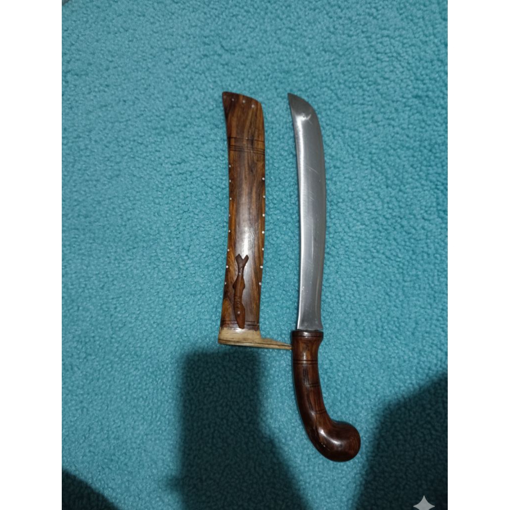 Golok Kapalang Cirebon 33cm - Bilah Baja Per Mobil Kayu sonokeling Ukir