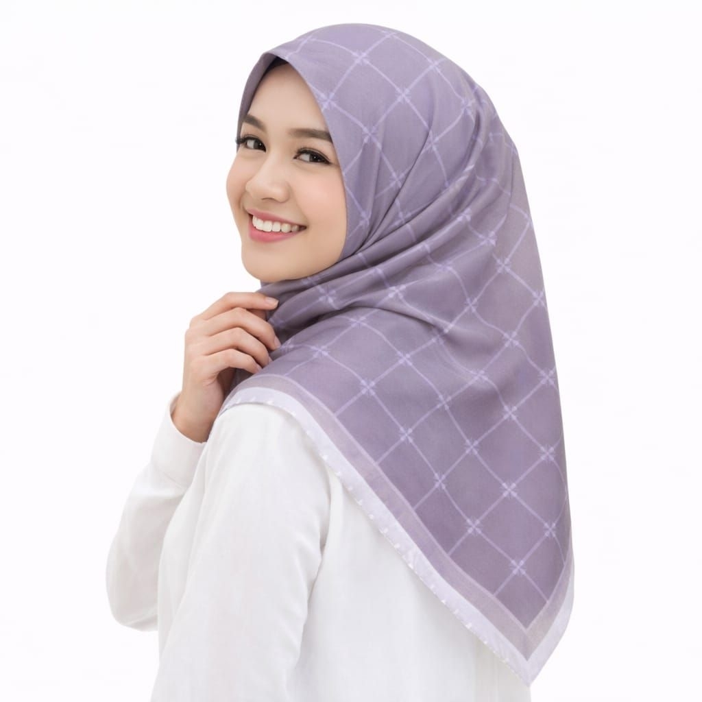 SALE HIJAB / NONOLII LILAC / COD / KERUDUNG VOAL MOTIF / SEGI EMPAT VOAL / JILBAB TERBARU / LASER CU