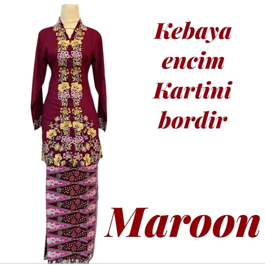 Sastra- Kebaya Encim Tunik Panjang - Kebaya Encim Bordir Motif Bunga Material Katun Toyobo - Kebaya 