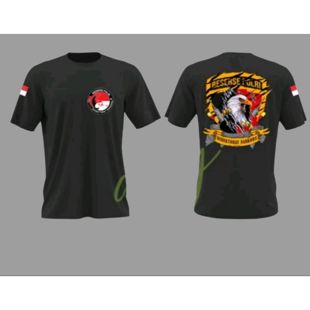 Kaos  Reserse Polri Direktorat Narkoba Desain Elang Putih T-shirt Unisex Pria Tactikal