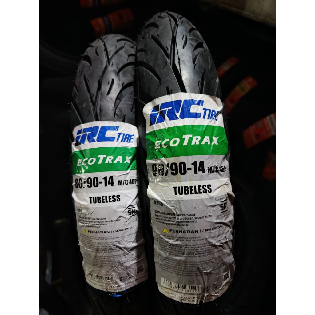 BAN TUBELESS MATIC IRC ECOTRAX, ENVIRO TUBELESS RING 14 70/90-14 , 80/90-14 , 90/90-14 PRODUKSI TERB