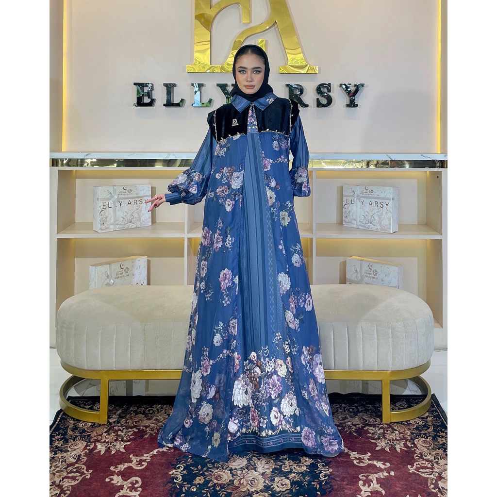 Mawar Dress Lady Zr Full Pattern EA Organo Full Pattern EA Bludru Aksen Payet Hand Made Exlusive By 