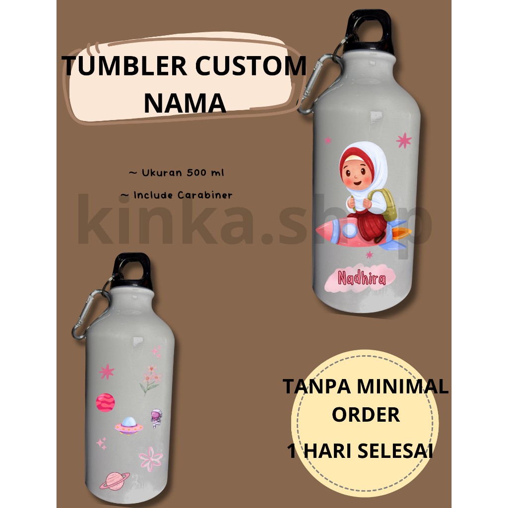 TUMBLER ANAK LUCU BISA CUSTOM NAMA BOTOL MINUM ANAK FREE CUSTOM NAMA