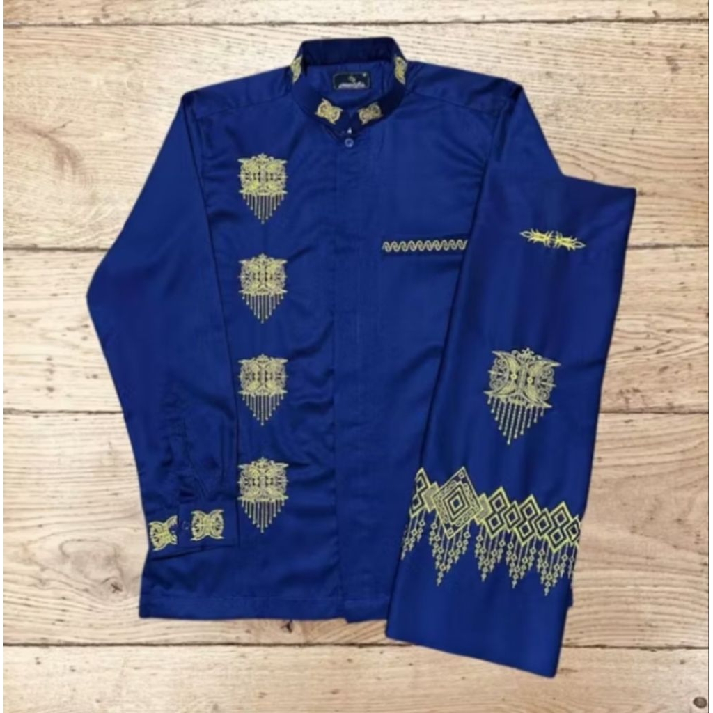 Baju Koko Bordir Motif Pintoe Aceh Dan Sarung Motif Aceh Original