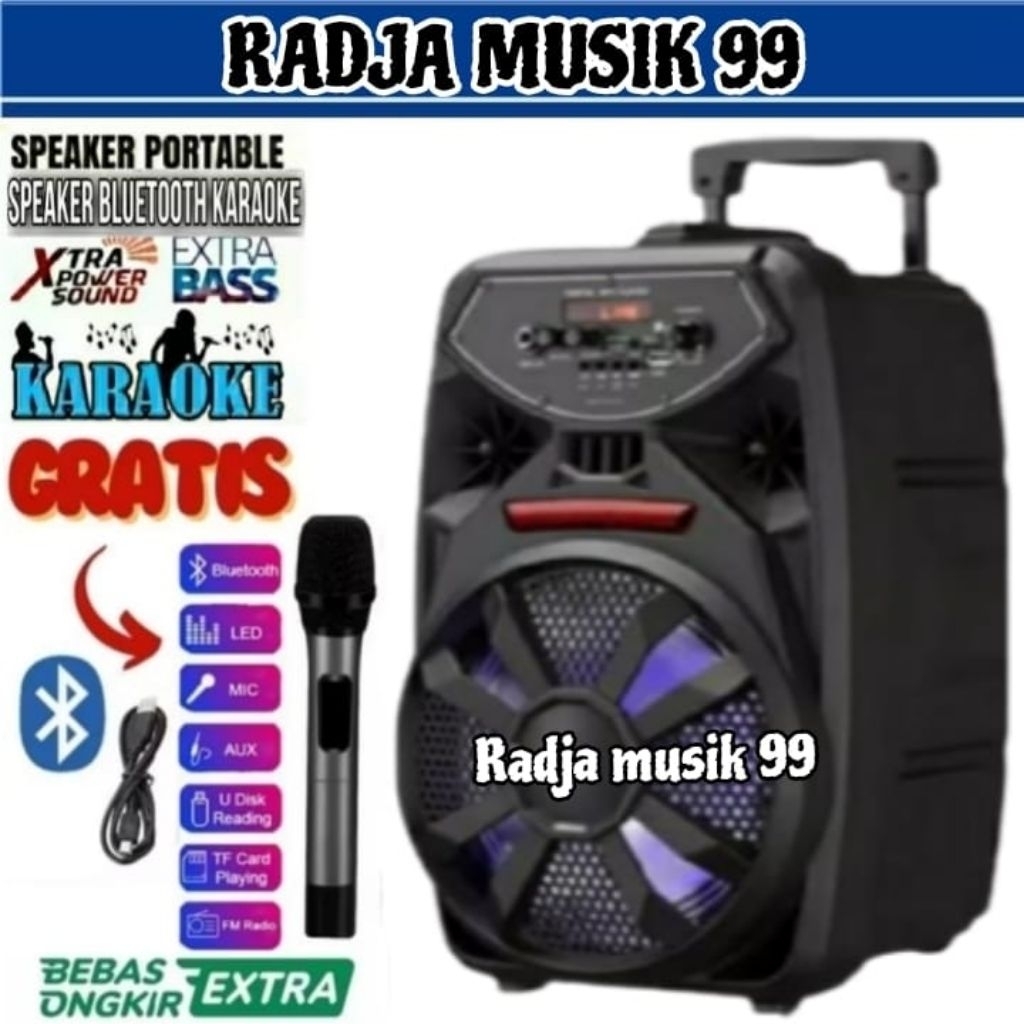 Speaker Bluetooth Karaoke Extra Bass Gratis Mic Ukuran Jumbo  / Spiker Aktif Karoke Besar / Kimiso /