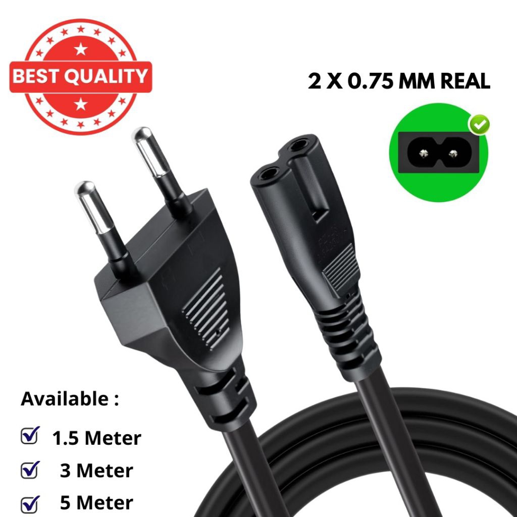 kabel power printer tebal 3meter dan 5 meter / kabel angka 8 high quality