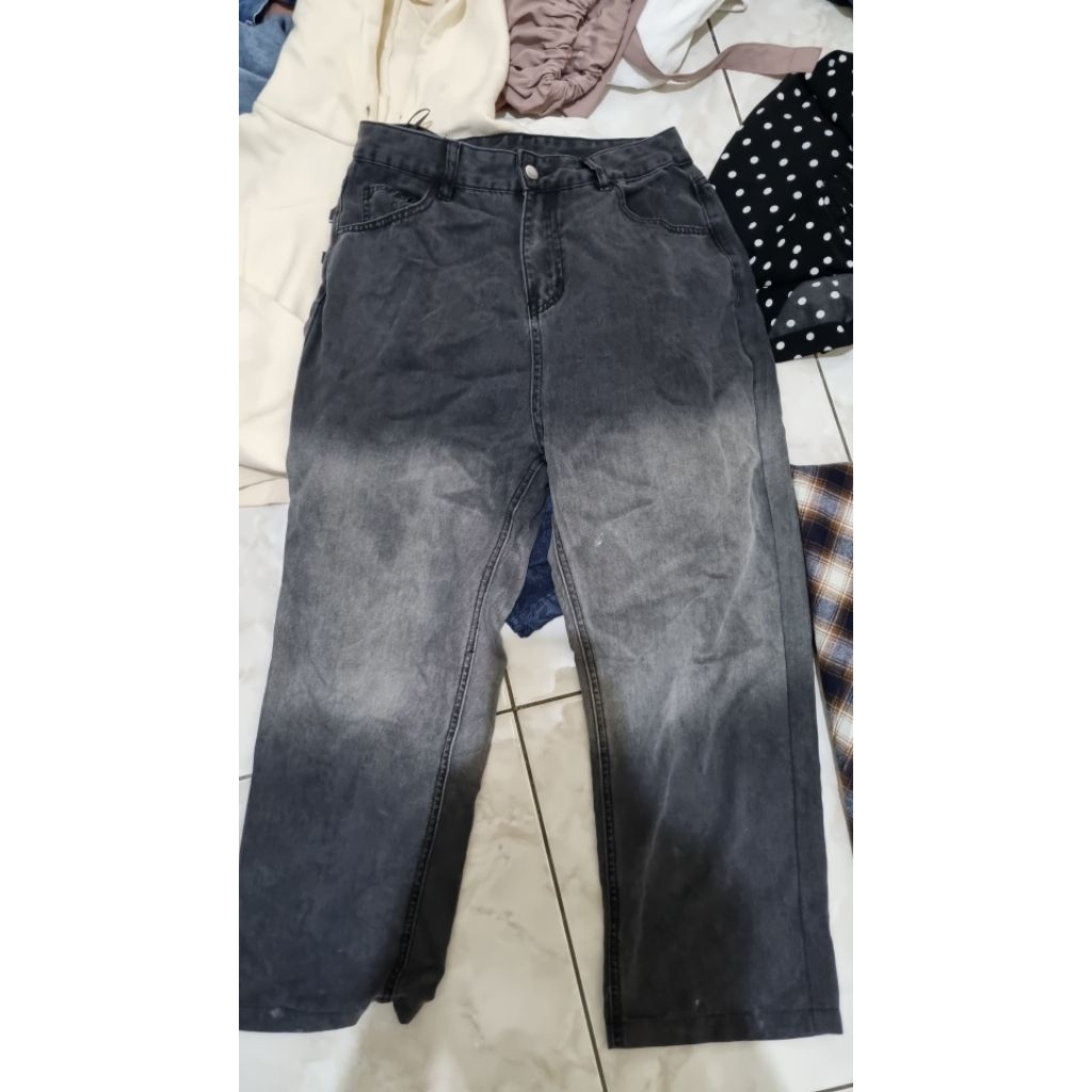 y2k celana Baggy jeans hitam